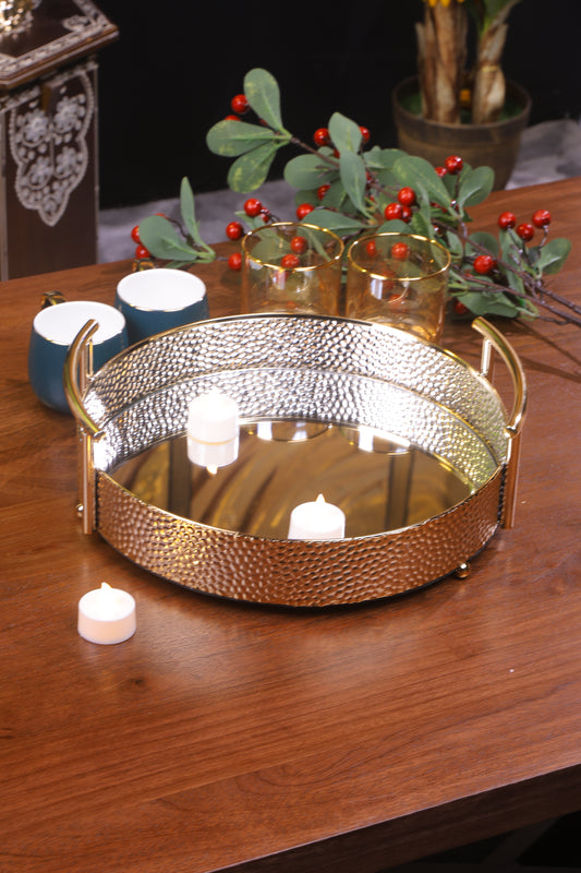 Shiny Gold Mirror Tray for Perfume Display