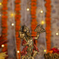 9" Hanuman Pawansut Mahabali standing Antique Finish golden red statue statue with Parvat | Ideal for temple or showpiece