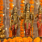 14" Ram Darbaar Antique Finish golden red statue - Shree Ram Ma Sita Laxman And Hanuman Darbar Idol for home temple