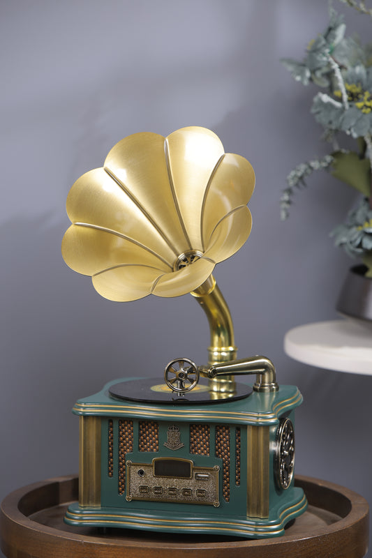 RetroTone bluetooth Gramophone-Blue